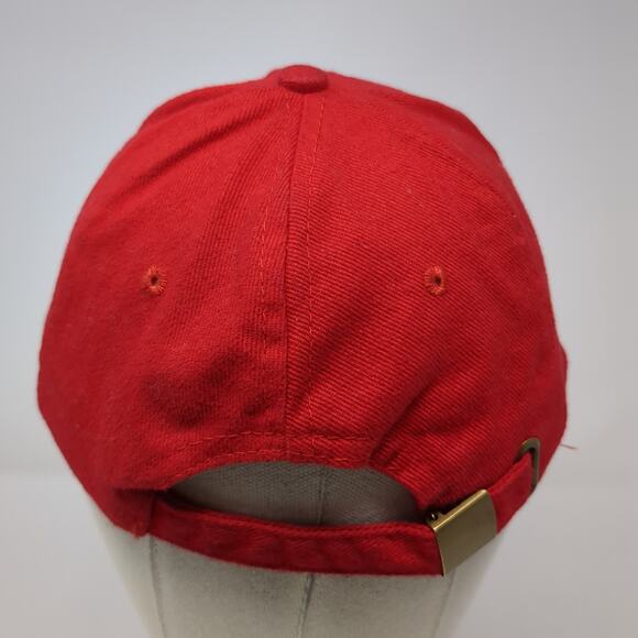 Bimeda Slideback Baseball Cap Red One Size Adjustable Embroidered Vented Holes - Picture 6 of 8